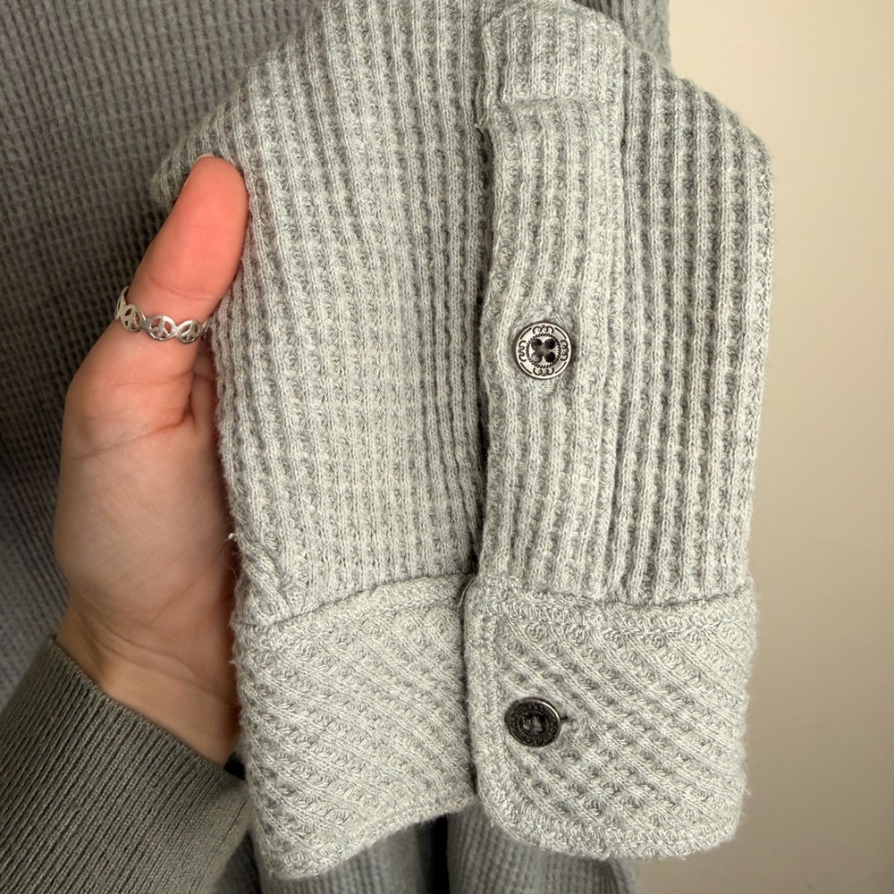 Aerie Light Gray Waffle Knit Top - Picture 3 of 5